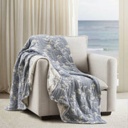 Catalina Botanical - Cotton Jacquard Throw - Navy / White
