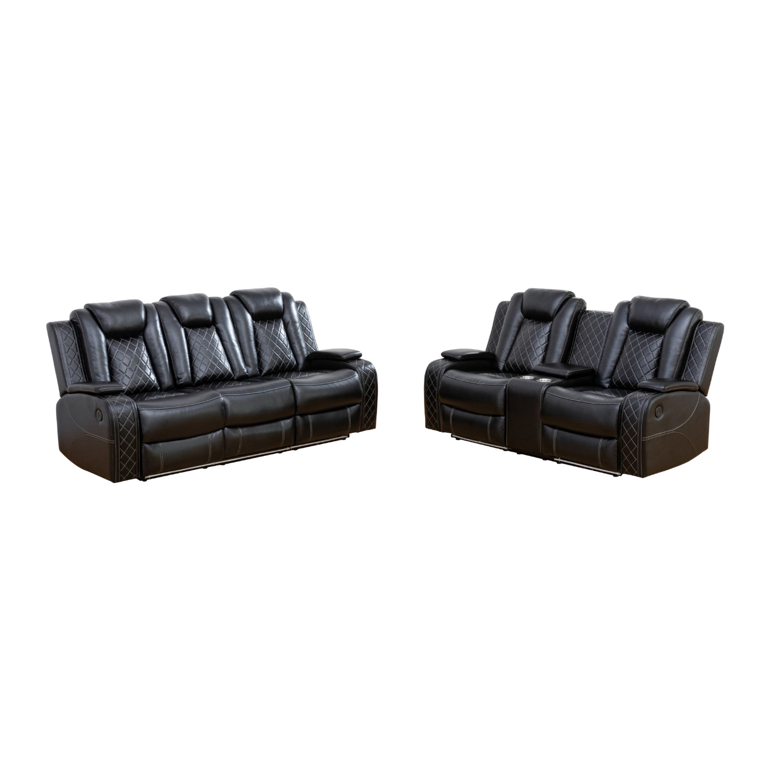 2pc Sofa and Loveseat Reclining in Leather