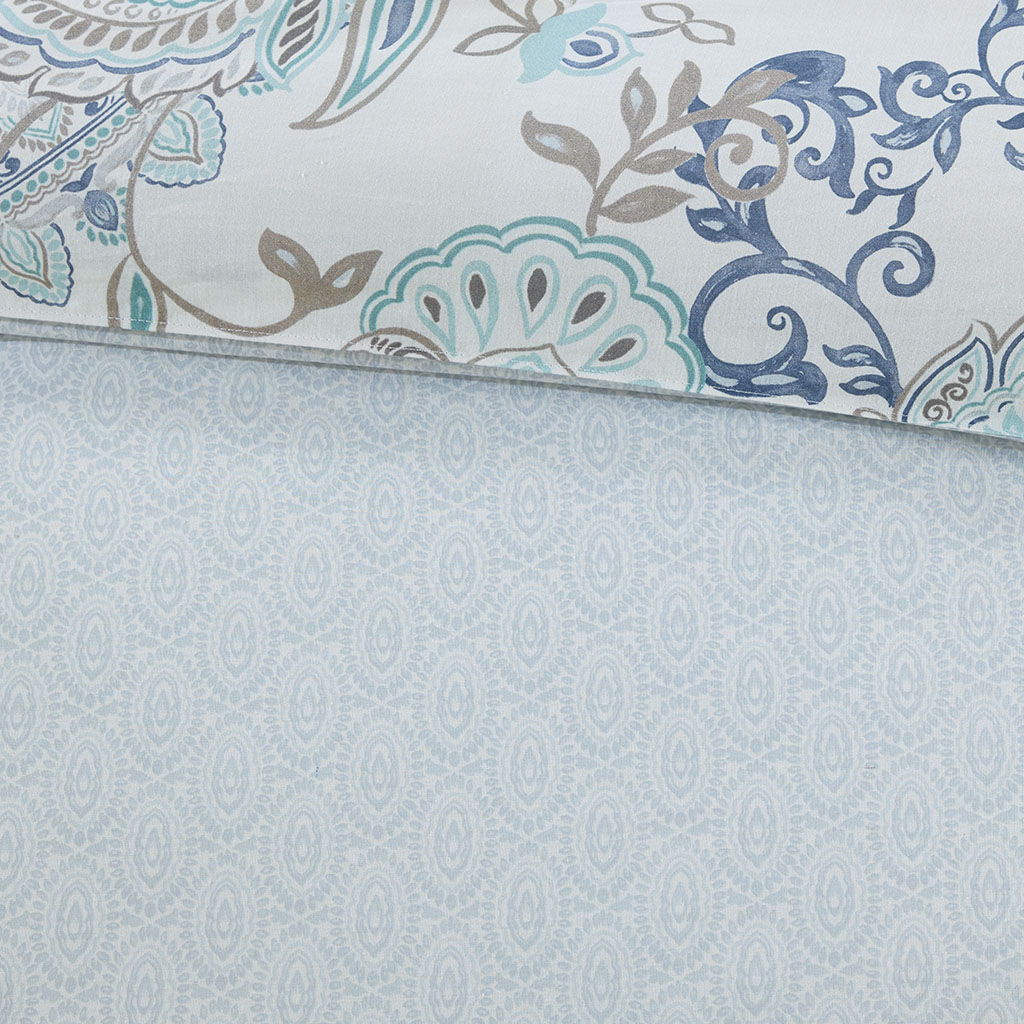 Isla - King 3 Piece Printed Reversible Duvet Cover Set - Blue
