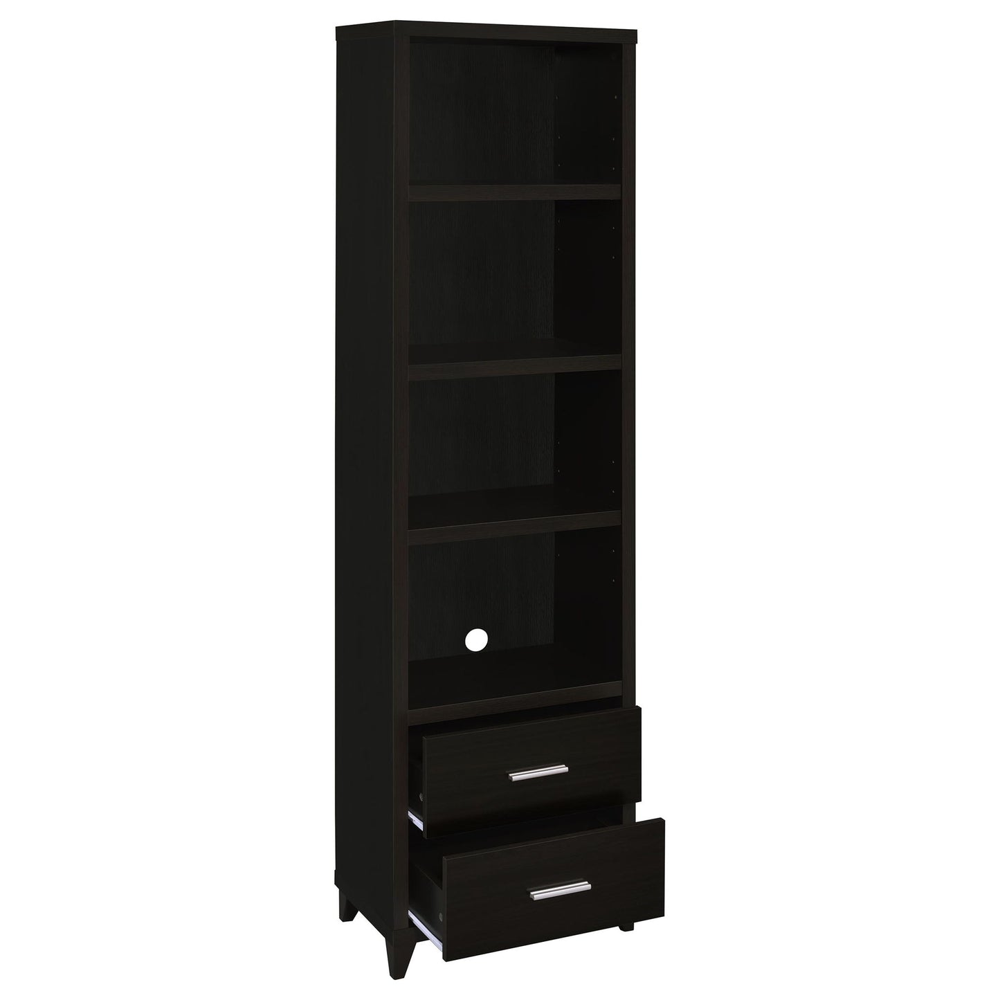 Media Tower With And Drawer With Adjustable Shelves Handles - Brown