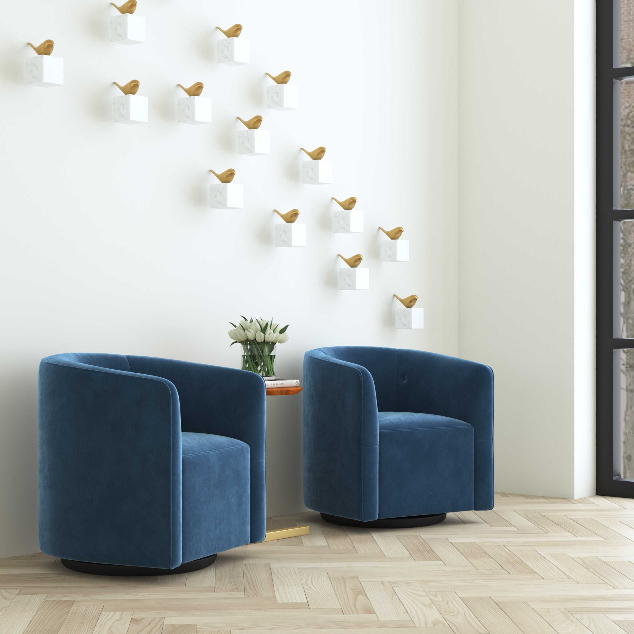 Mallorie - Swivel Chair - Blue