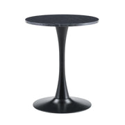 Round Dining Table With Faux Marble Top And Metal Pedestal +, 23.6" Diameter For Kitchen, Living Room, Small Spaces