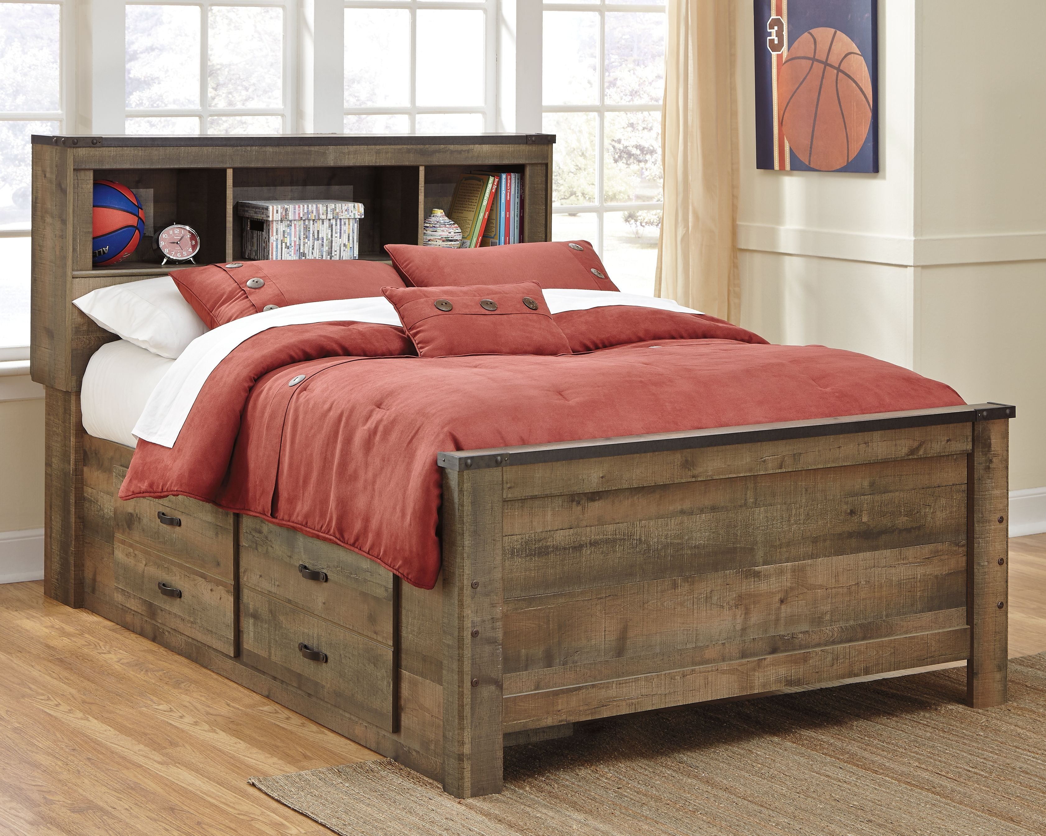 Trinell - Bookcase Storage Bed – Tempo Collection Furniture and Mattress