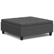 Harrison - Multifunctional Large Square Coffee Table Storage Ottoman - Gray