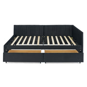 Upholstered Tufted Daybed Frame With Storage Drawers