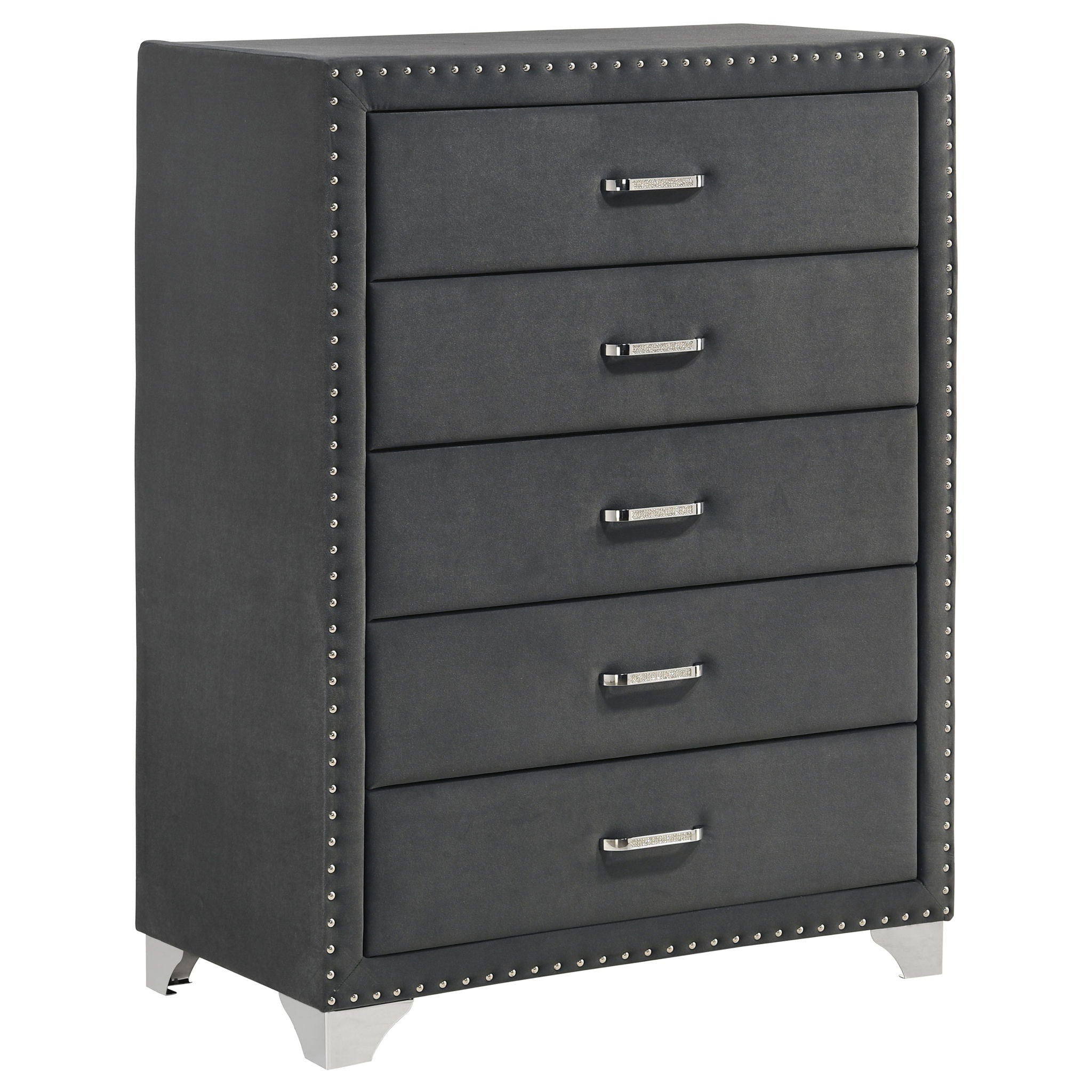 5 Drawer Bedroom Chest With Crystal Pulls
