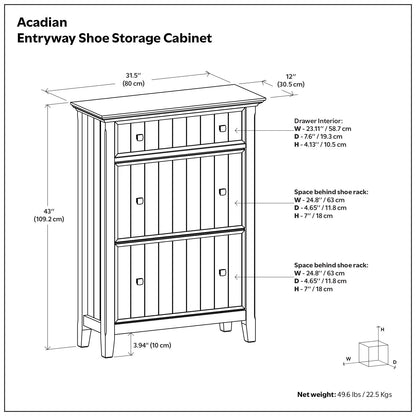 Acadian - Entryway Shoe Storage Cabinet - Brown