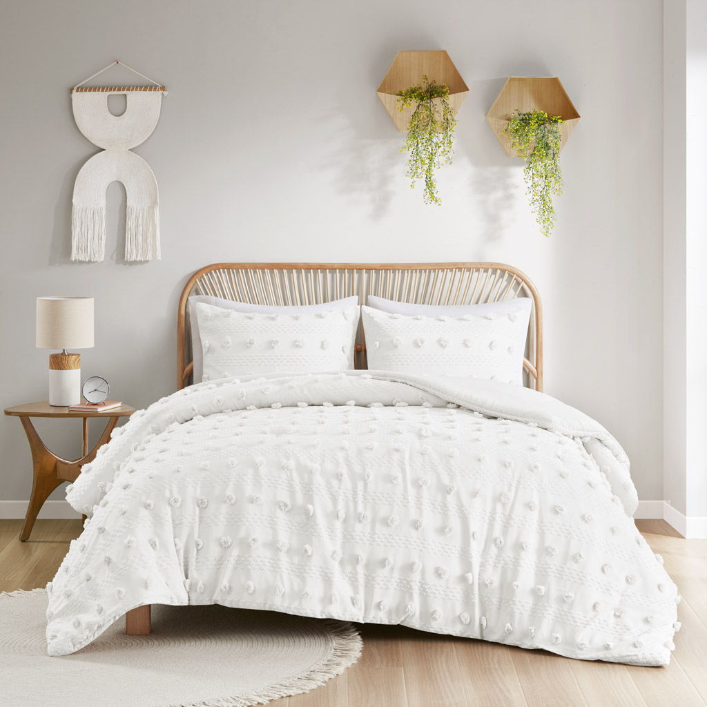 Lucy - Clip Jacquard Twin Duvet Cover Set - Ivory