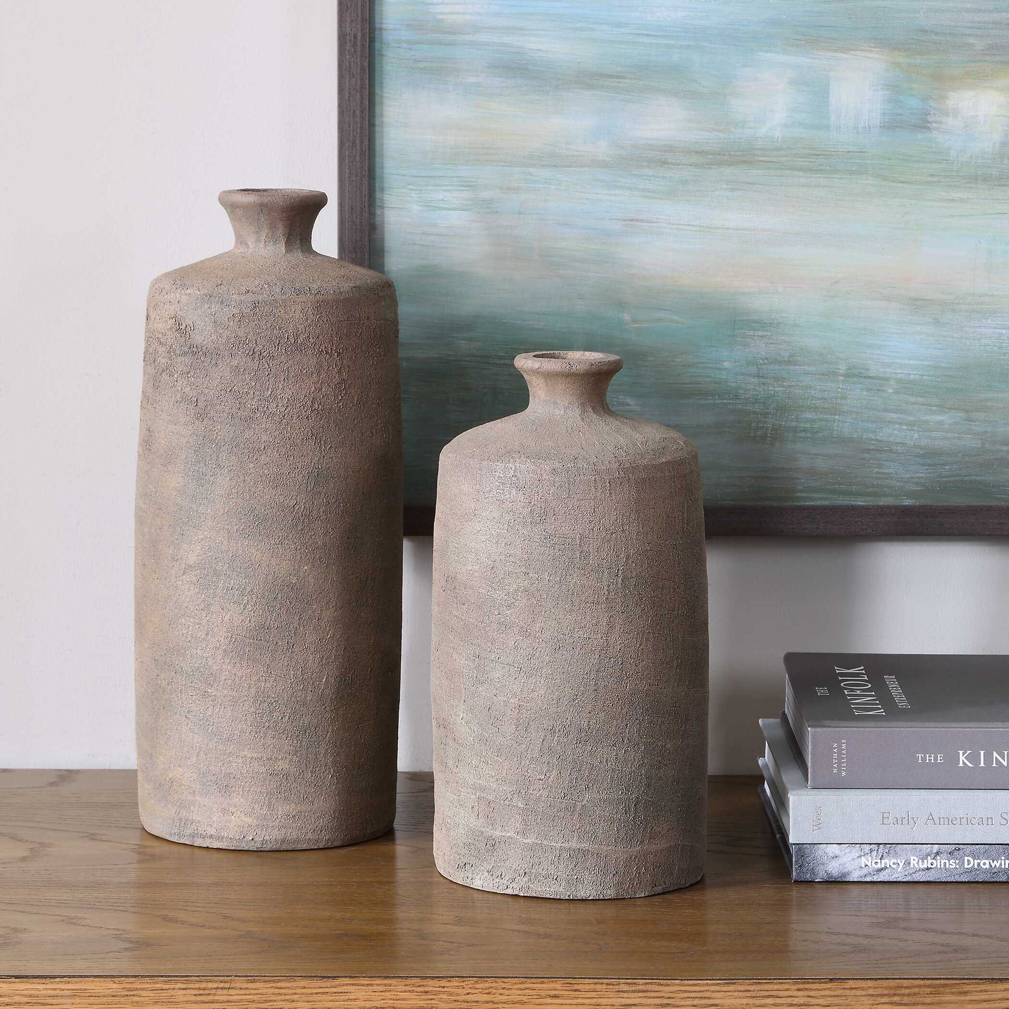 Terrene - Clay Vases (Set of 2) - Brown