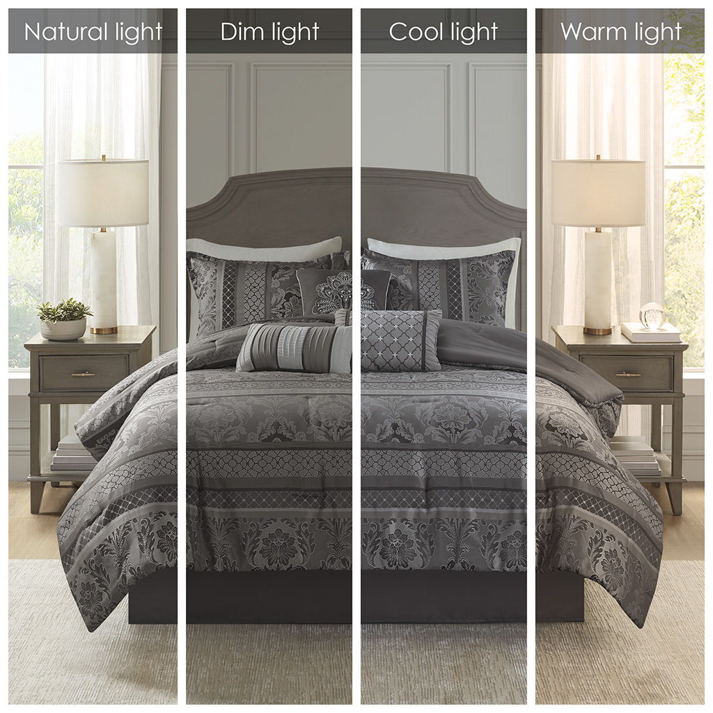 Bellagio - King 7 Piece Comforter Set - Gray