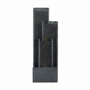 Outdoor Water Fountain With Cascading Waterfall And LED Lighting - Black