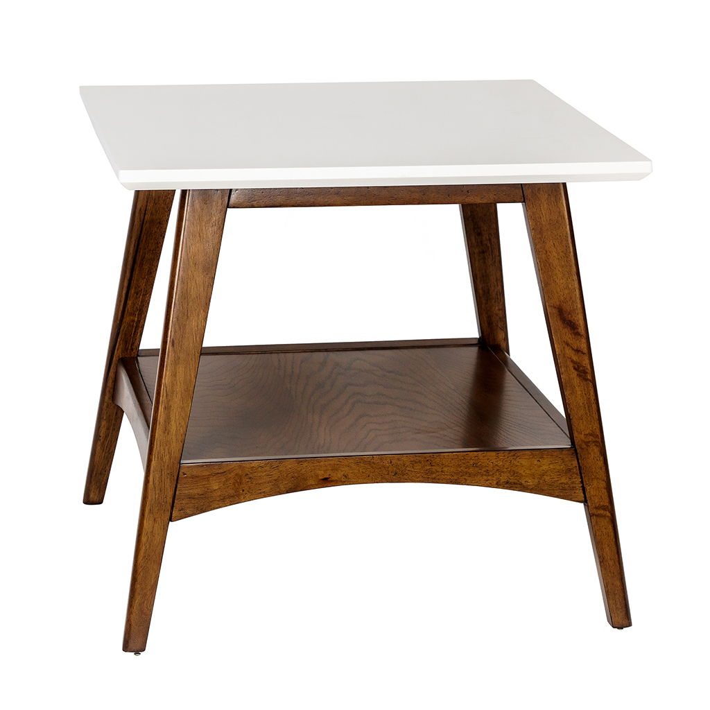 Parker - End Table - Off-White / Pecan