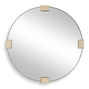 Russo - Travertine Round Mirror - Bronze / Brown / Gold