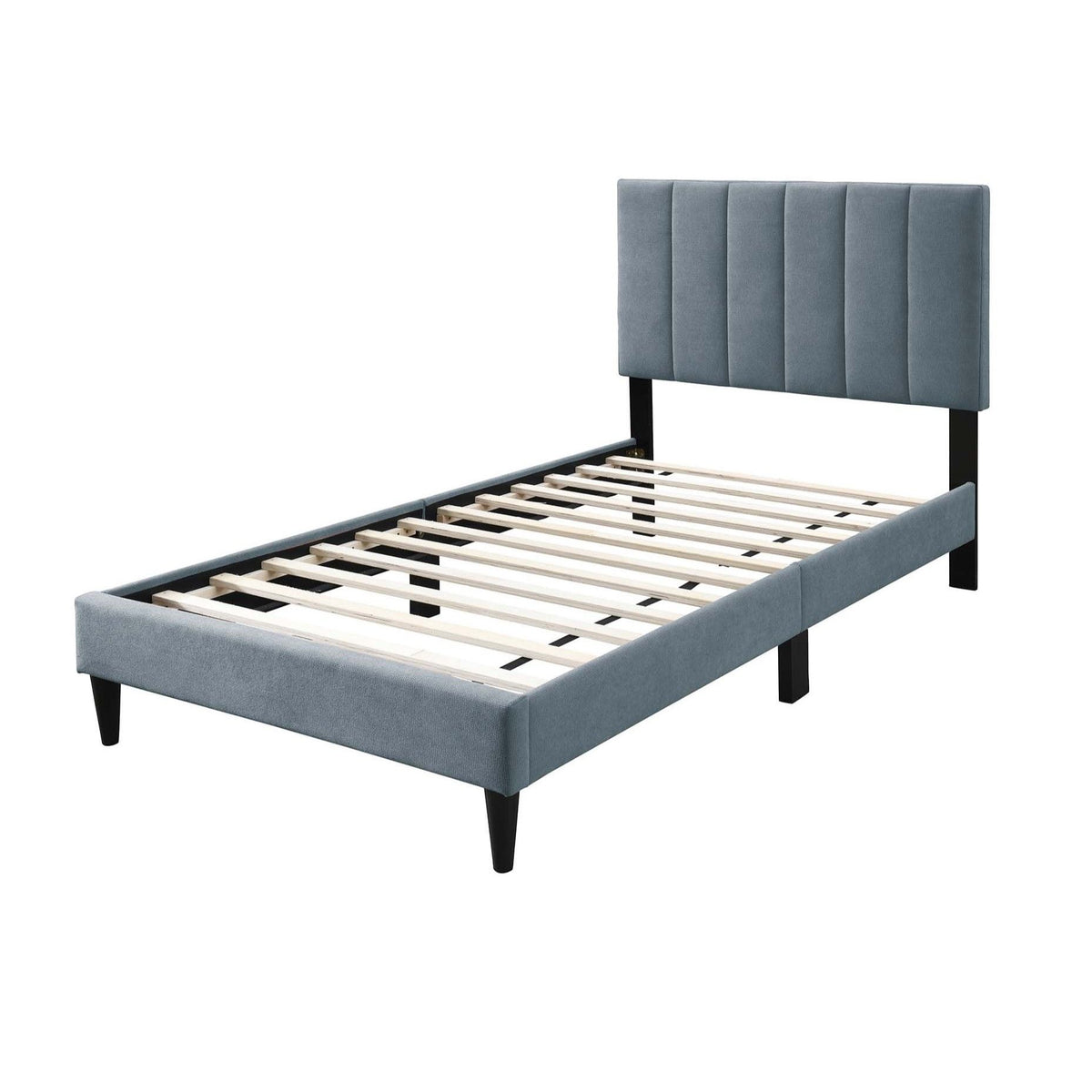 Bed With Channel Tufted Adjustable Headboard