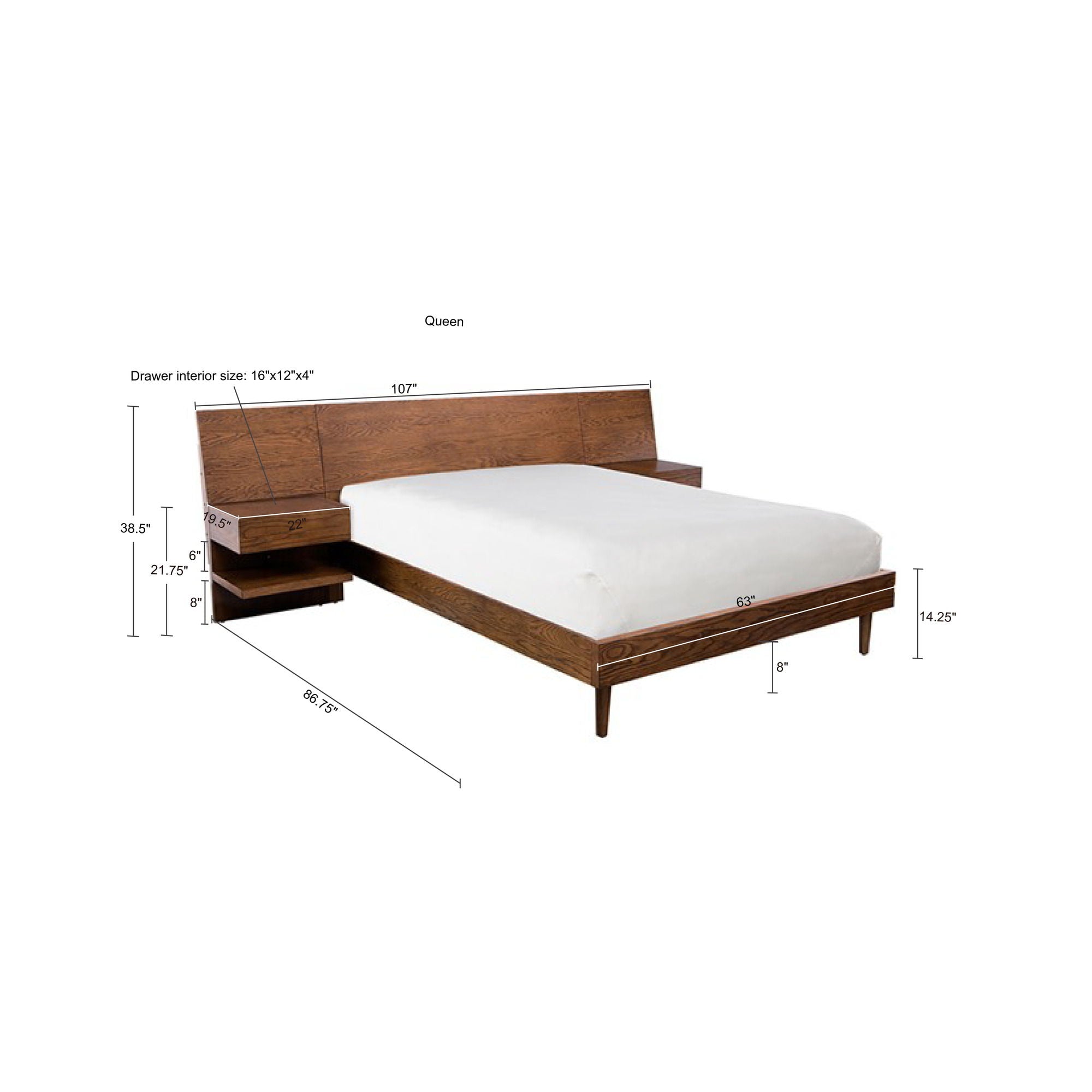 Clark - 3 Piece Bedroom Set (Queen Bed With 2 Nightstands) - Pecan