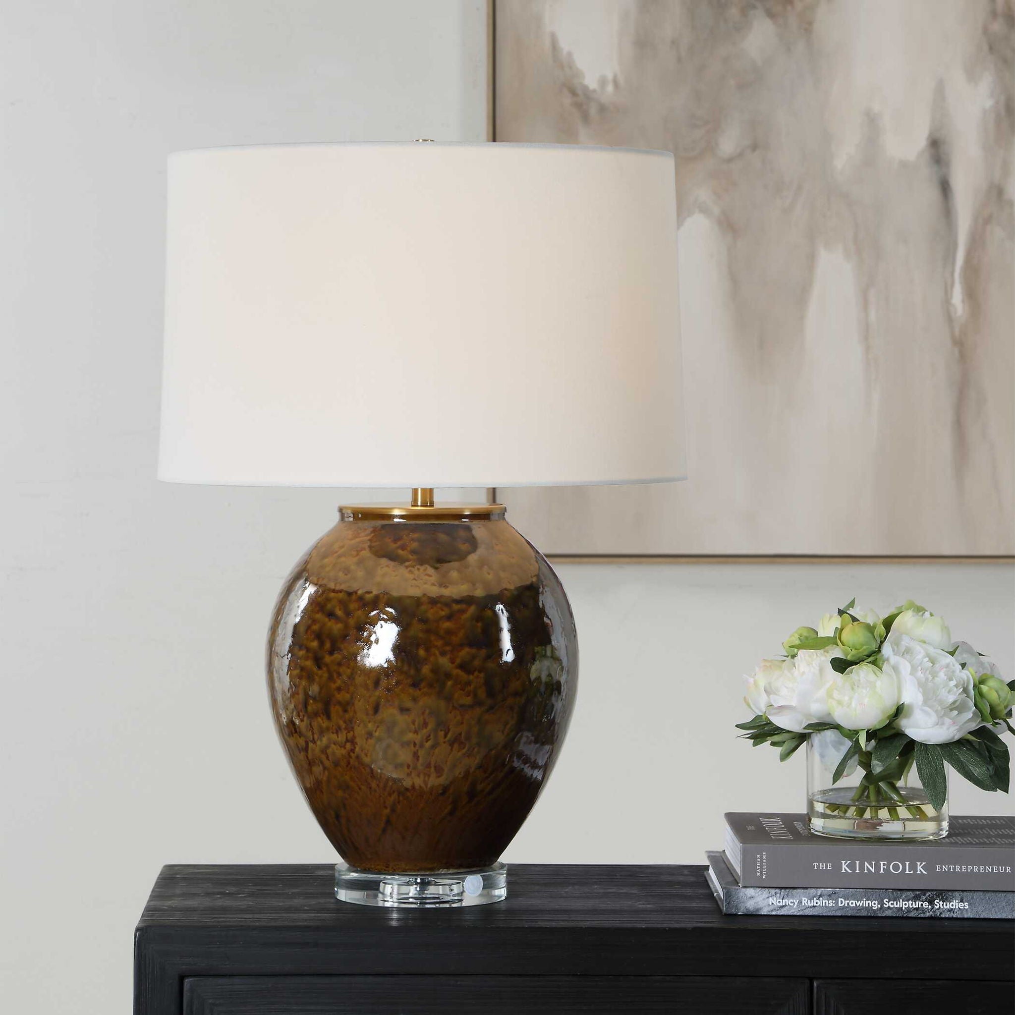 Rye - Glazed Table Lamp - Brown