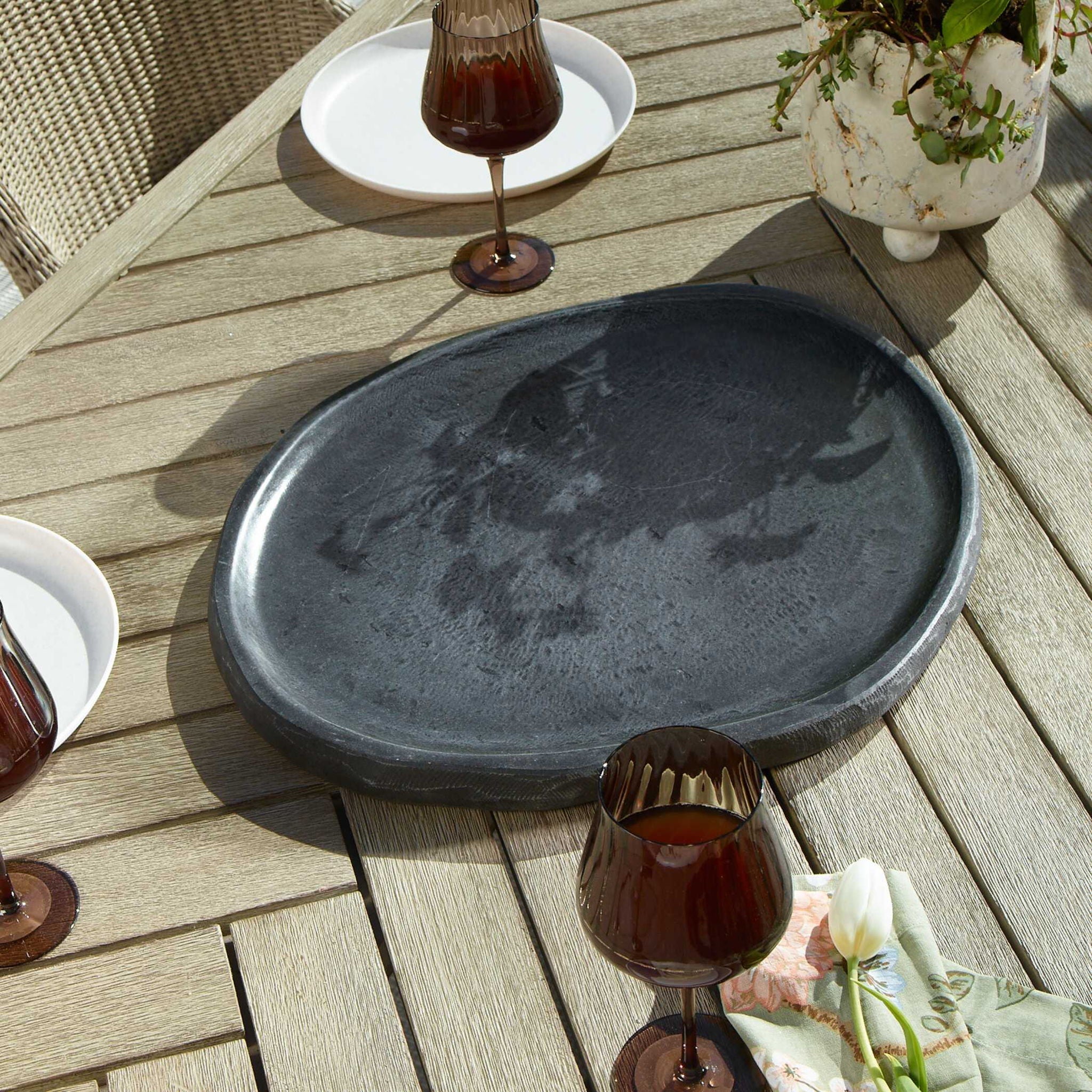 Stoneveil - Indoor-Outdoor Stone Tray - Gray