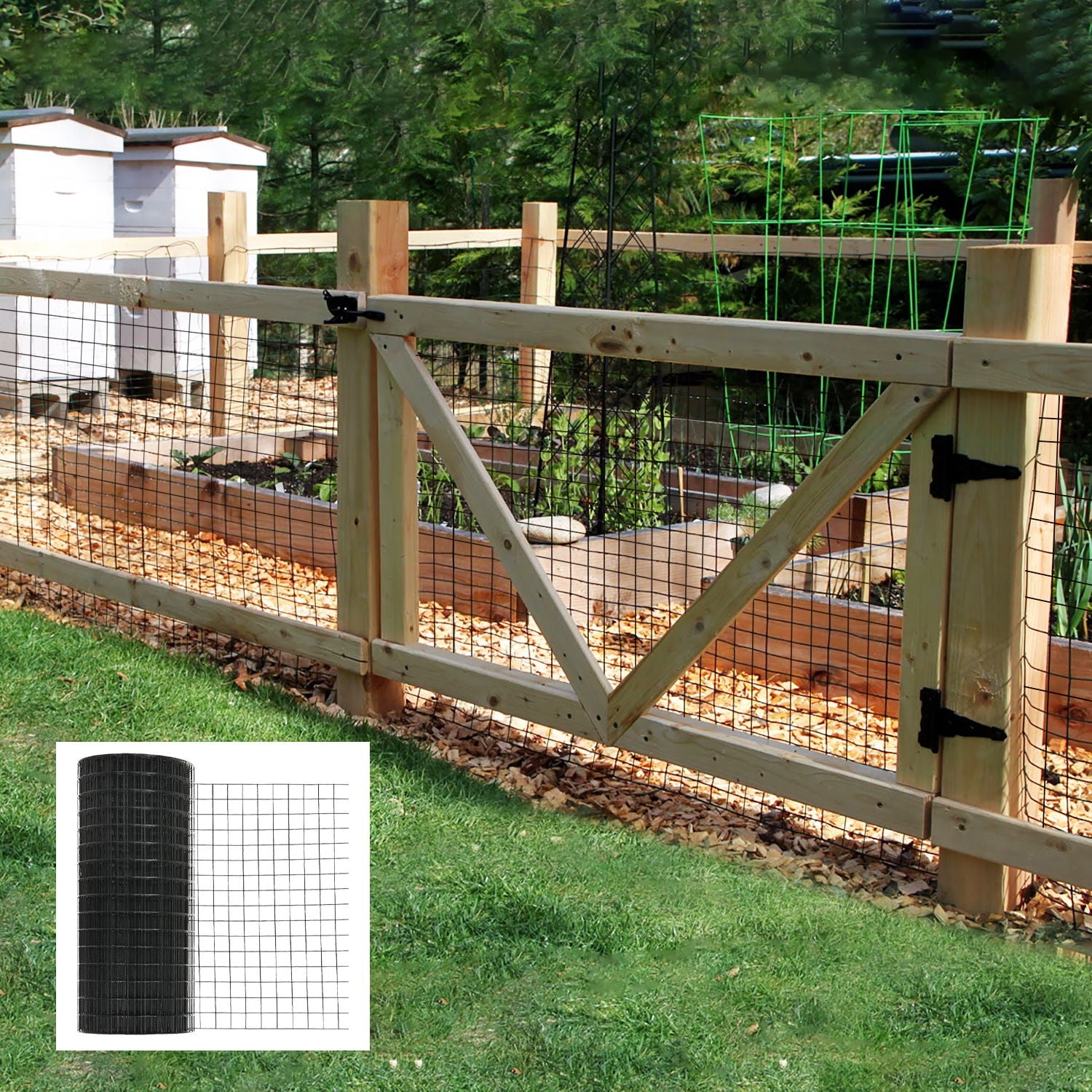 Vinyl Coated Hardware Cloth, 21 Gauge, Welded Wire Fence - Black