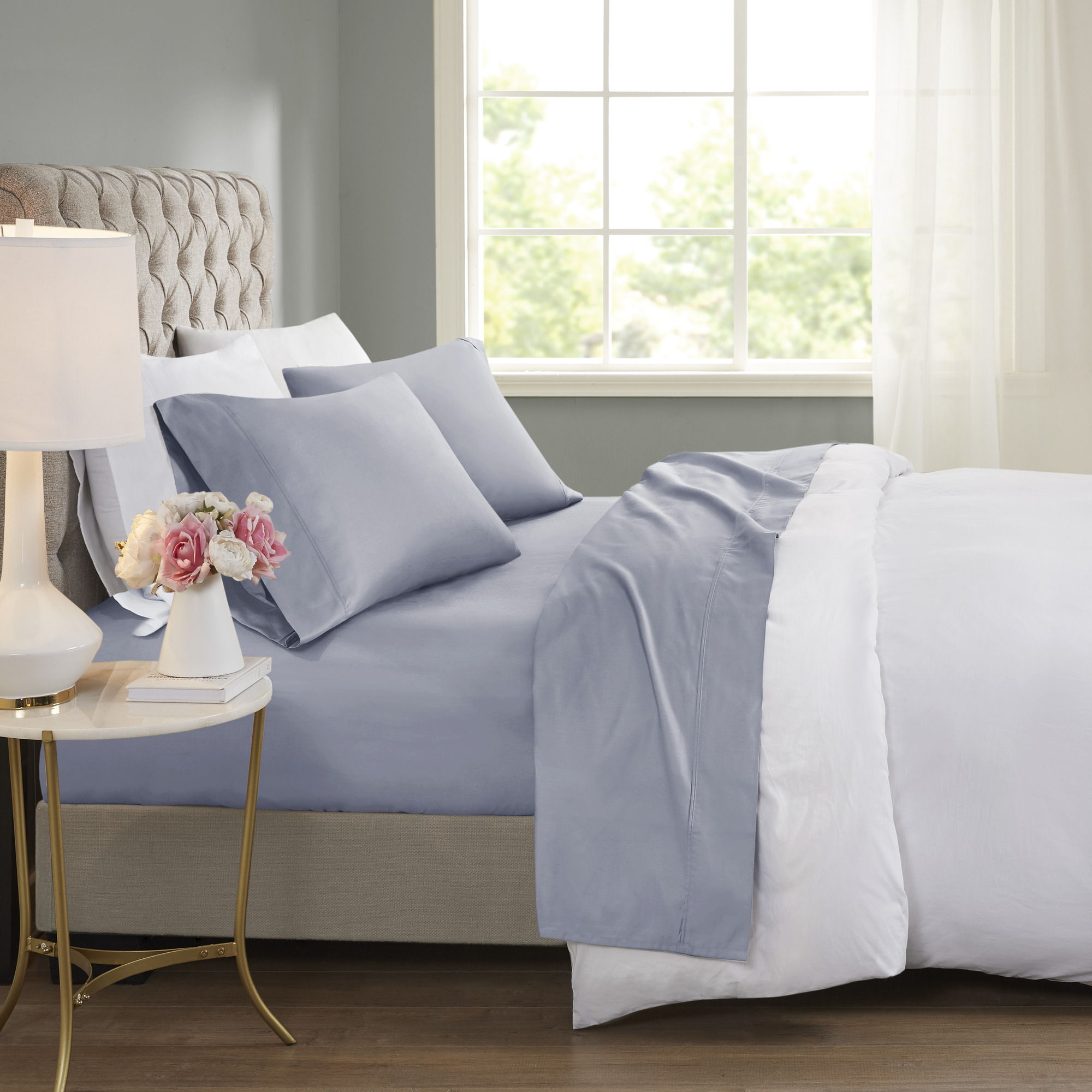 600 Thread Count - King Cooling Blend 4 Piece Sheet Set - Blue