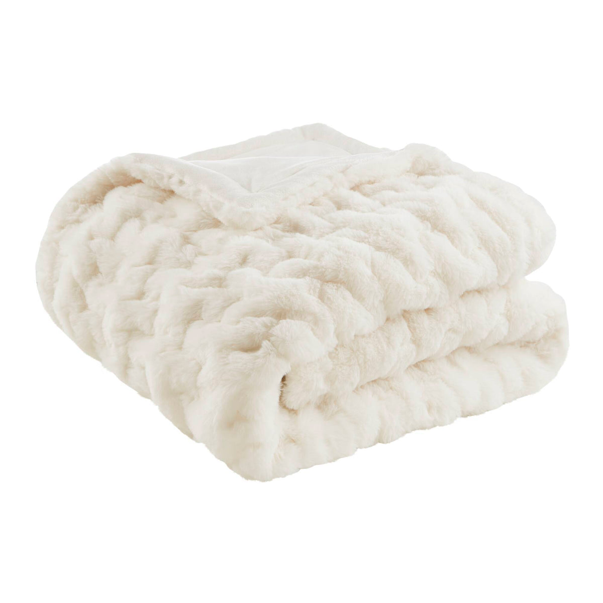 Ruched Fur - Ruched Throw - Ivory