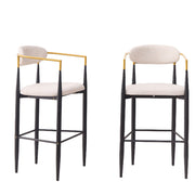 Upholstered Bar Stool With Accented Armrests For Kitchen Island (Set of 2) - Beige