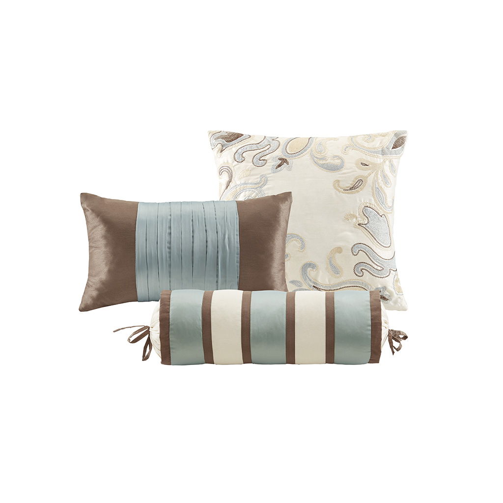 Aubrey - King 6 Piece Duvet Cover Set - Blue / Brown