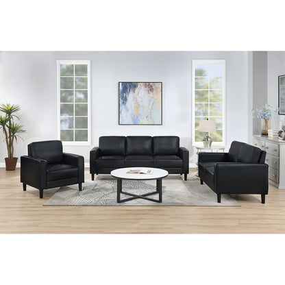 Weld 3 Piece Upholstered Track Arm Sofa Set - Black