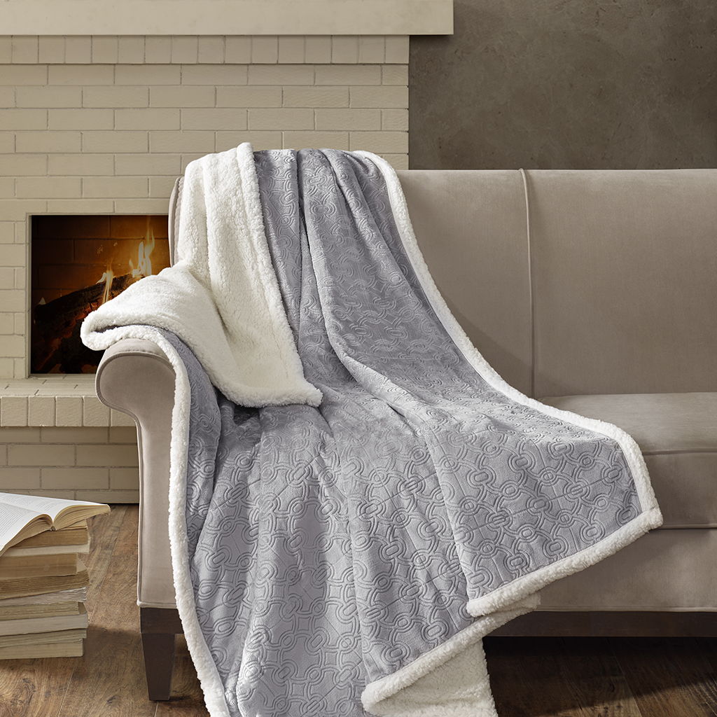 Elma - Oversized Textured Throw -Gray