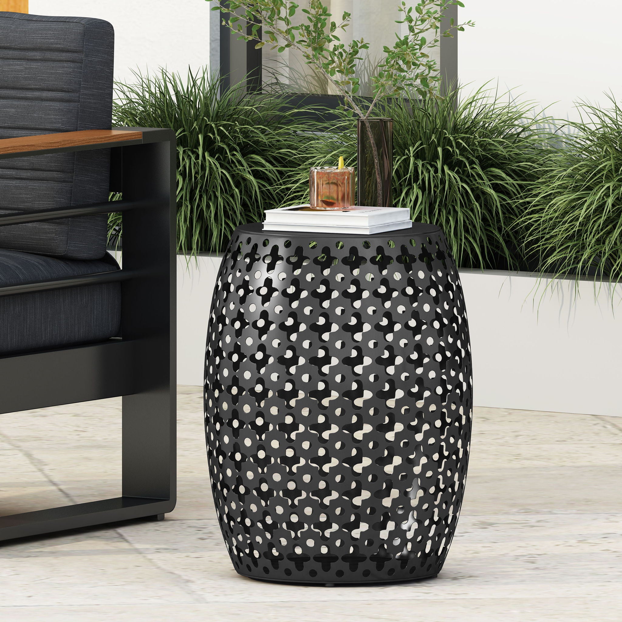 Modern Design, Metal End Table, Large