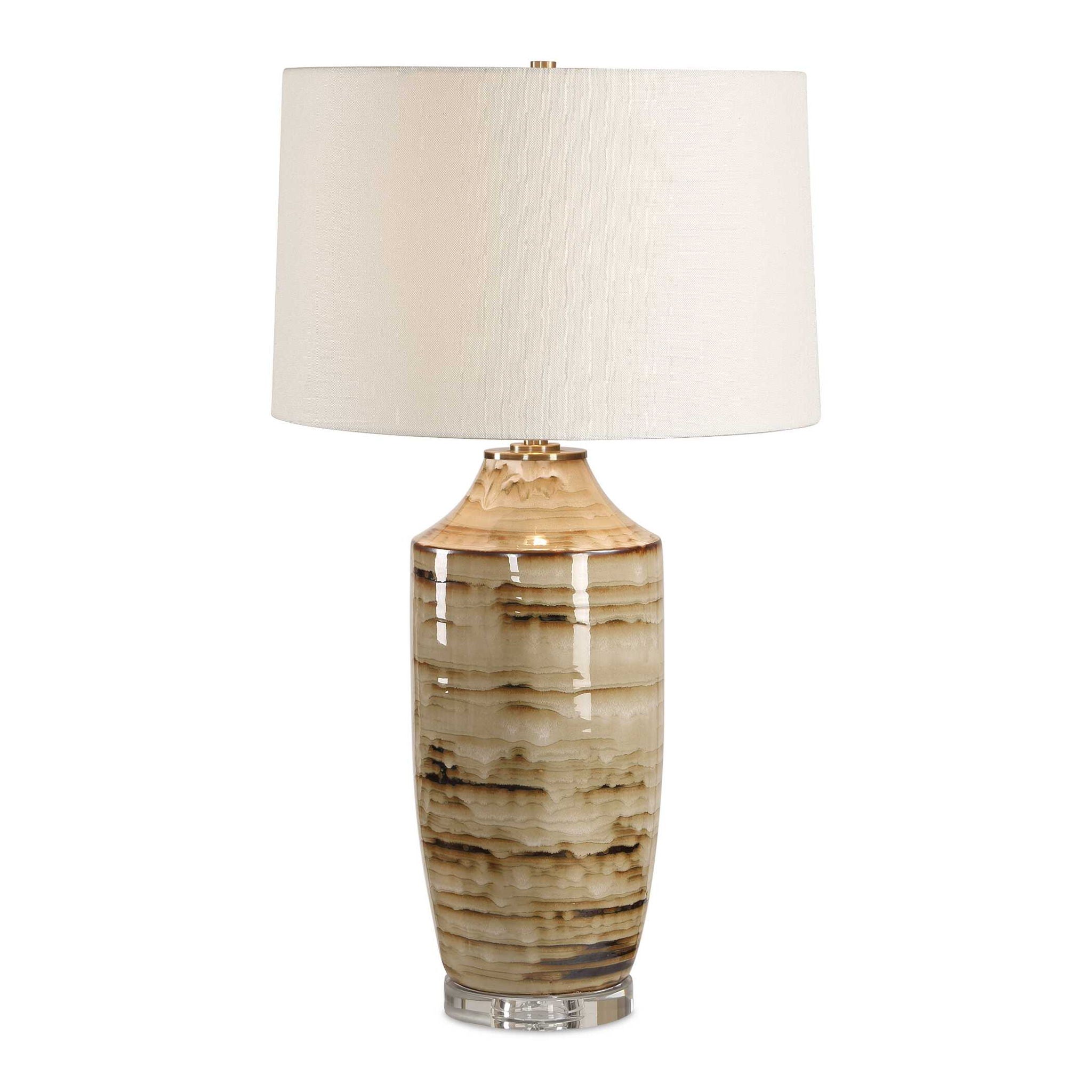 Schneider - Glazed Table Lamp - Brown / Beige