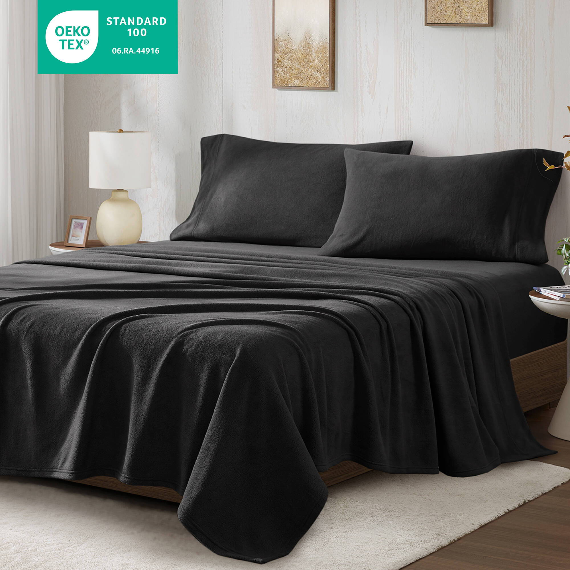 Micro Fleece - King Sheet Set - Black
