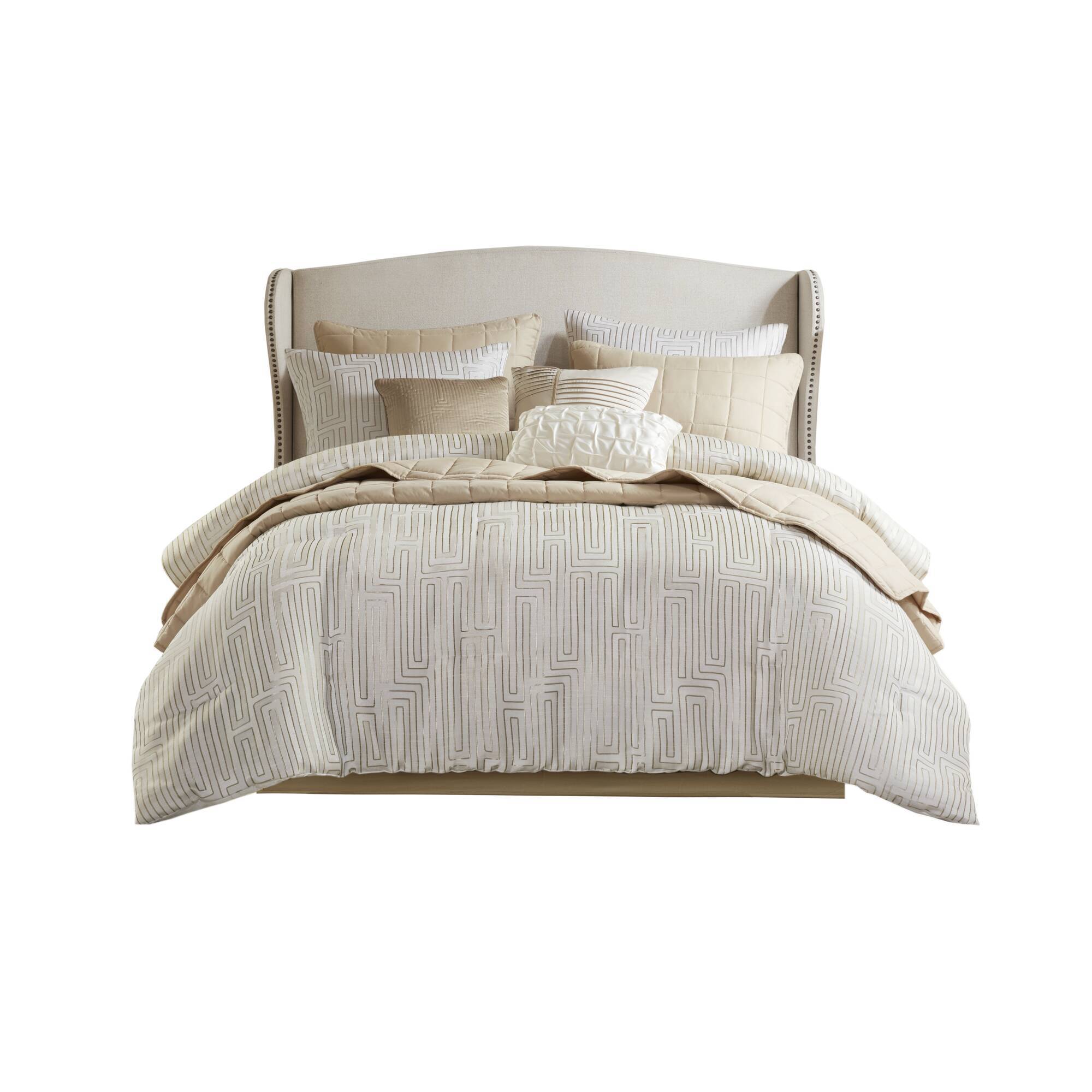 Royce - 10 Piece King Luxury Comforter Set - Ivory