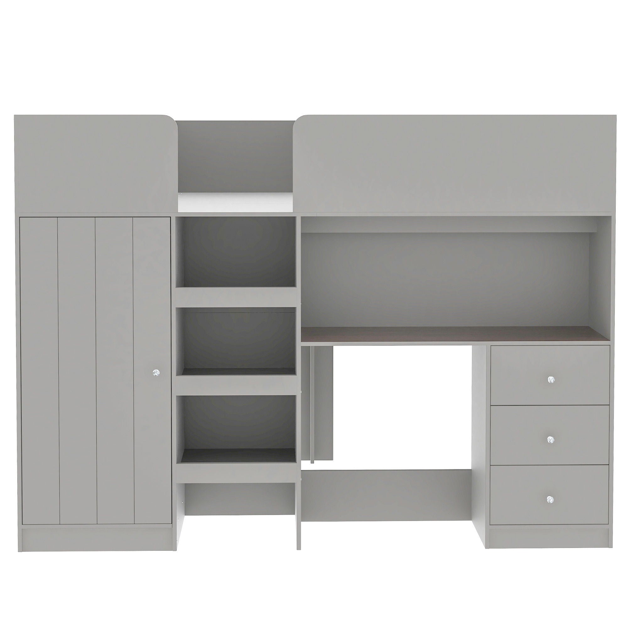 Loft Bed With Built In Wardrobe, Desk, Shelves, And Drawers