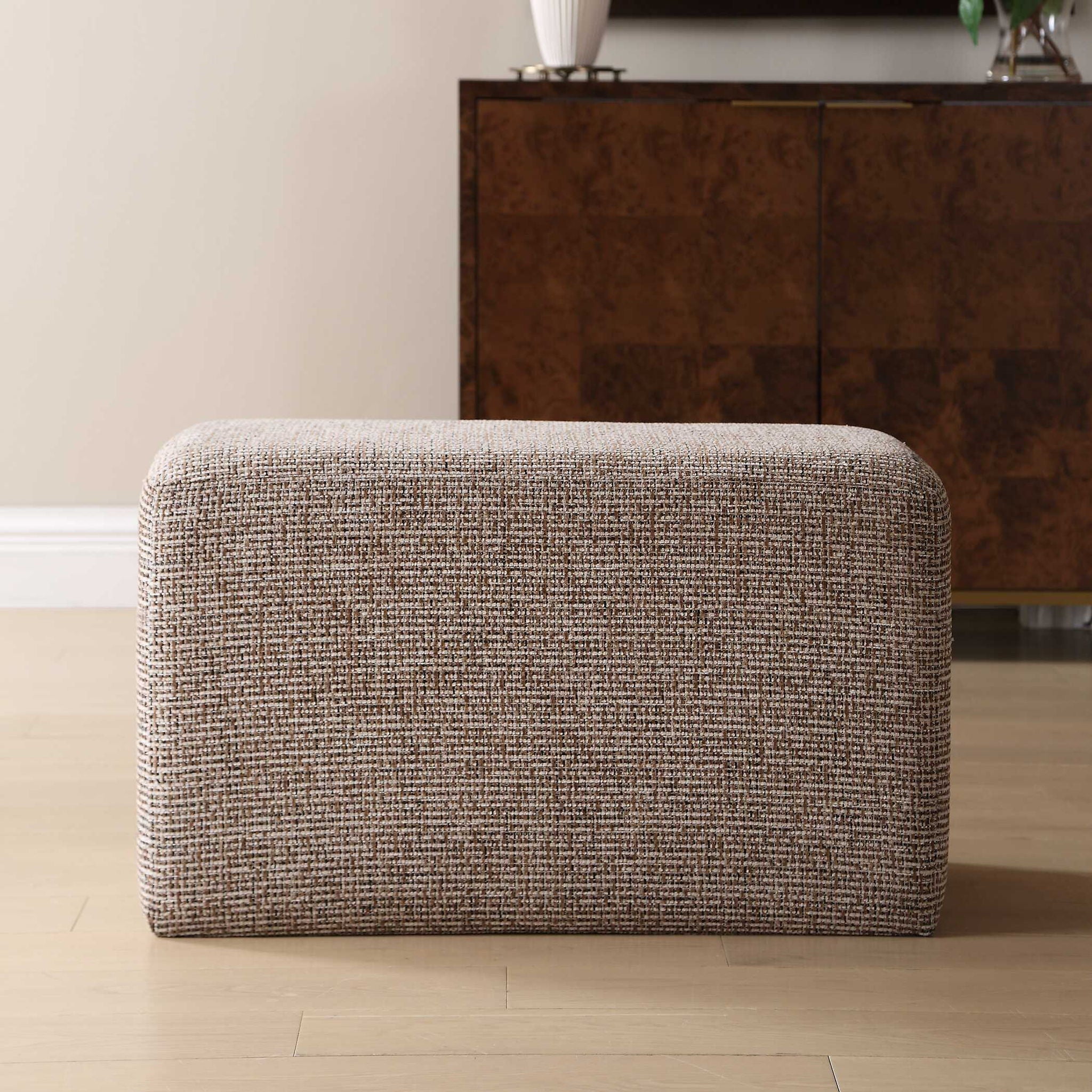 Kelce - Woven Checkered Ottoman - Brown
