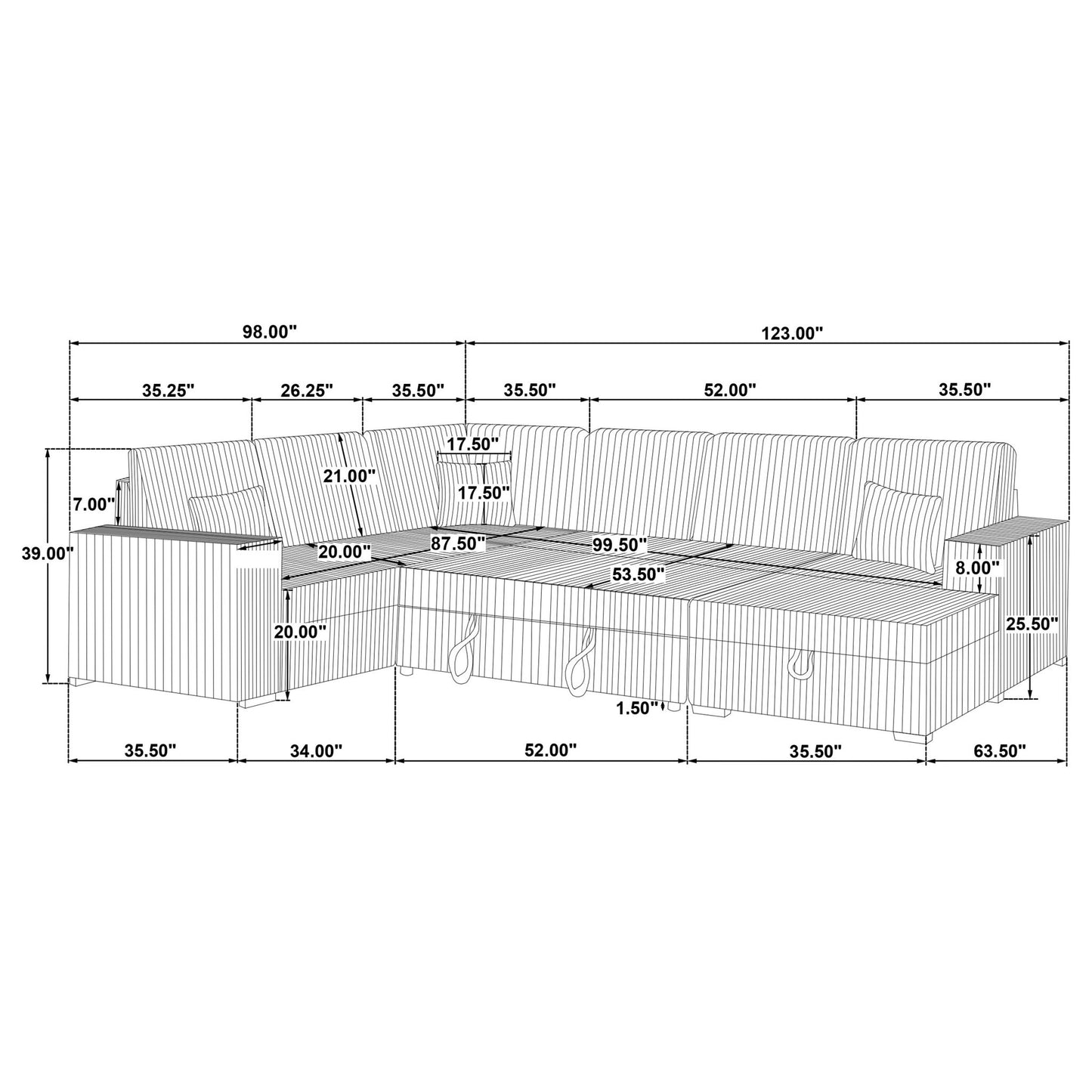 Thurston - Storage Sectional Sofa With Pop Up Bed
