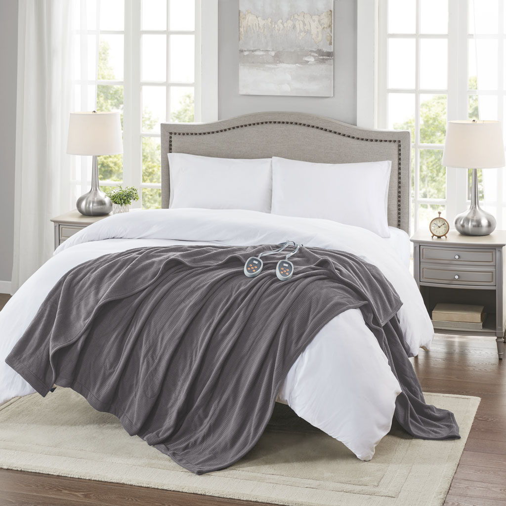 Electric Micro Fleece - Heated Blanket - Gray