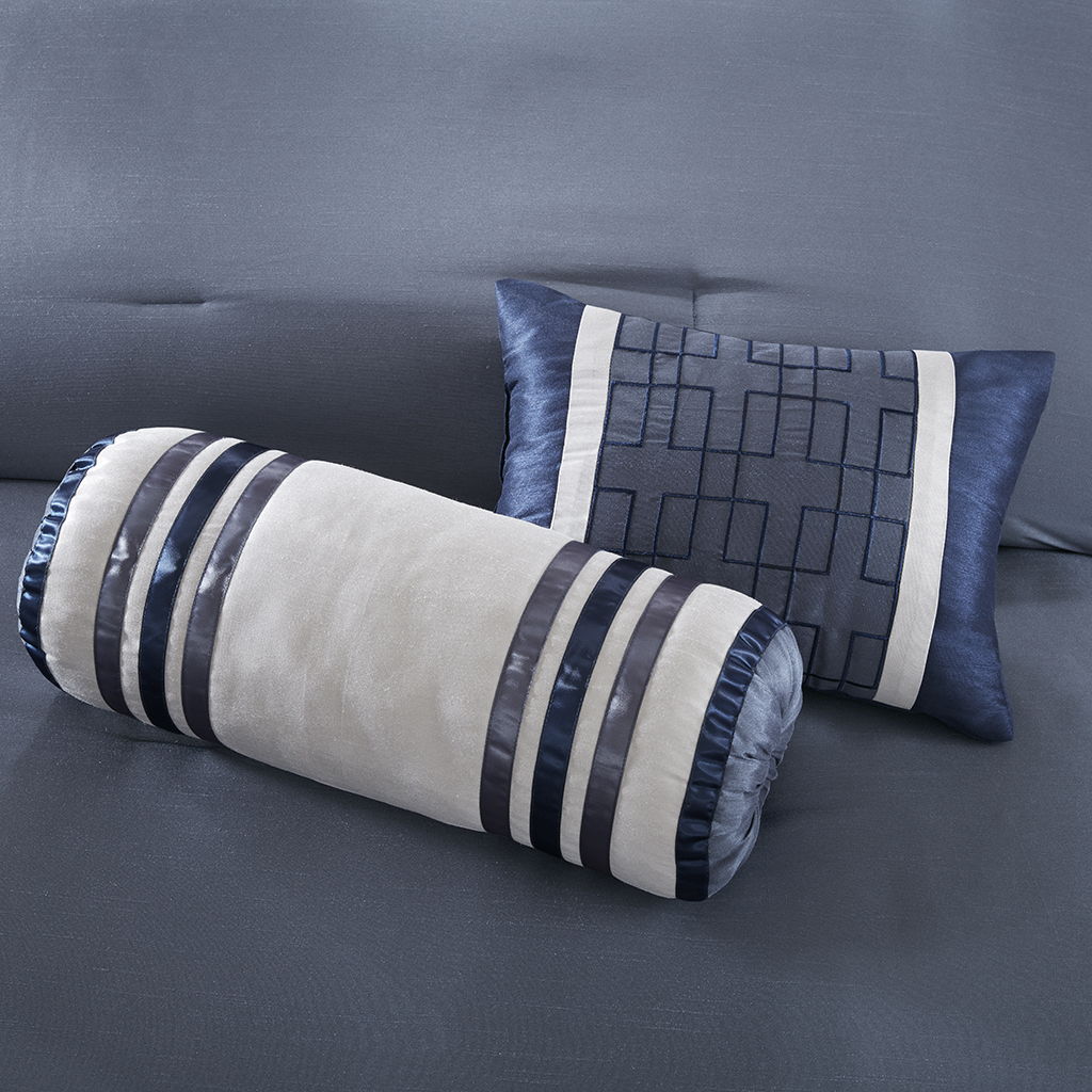 Genevieve - Queen Comforter (Set of 7) - Navy