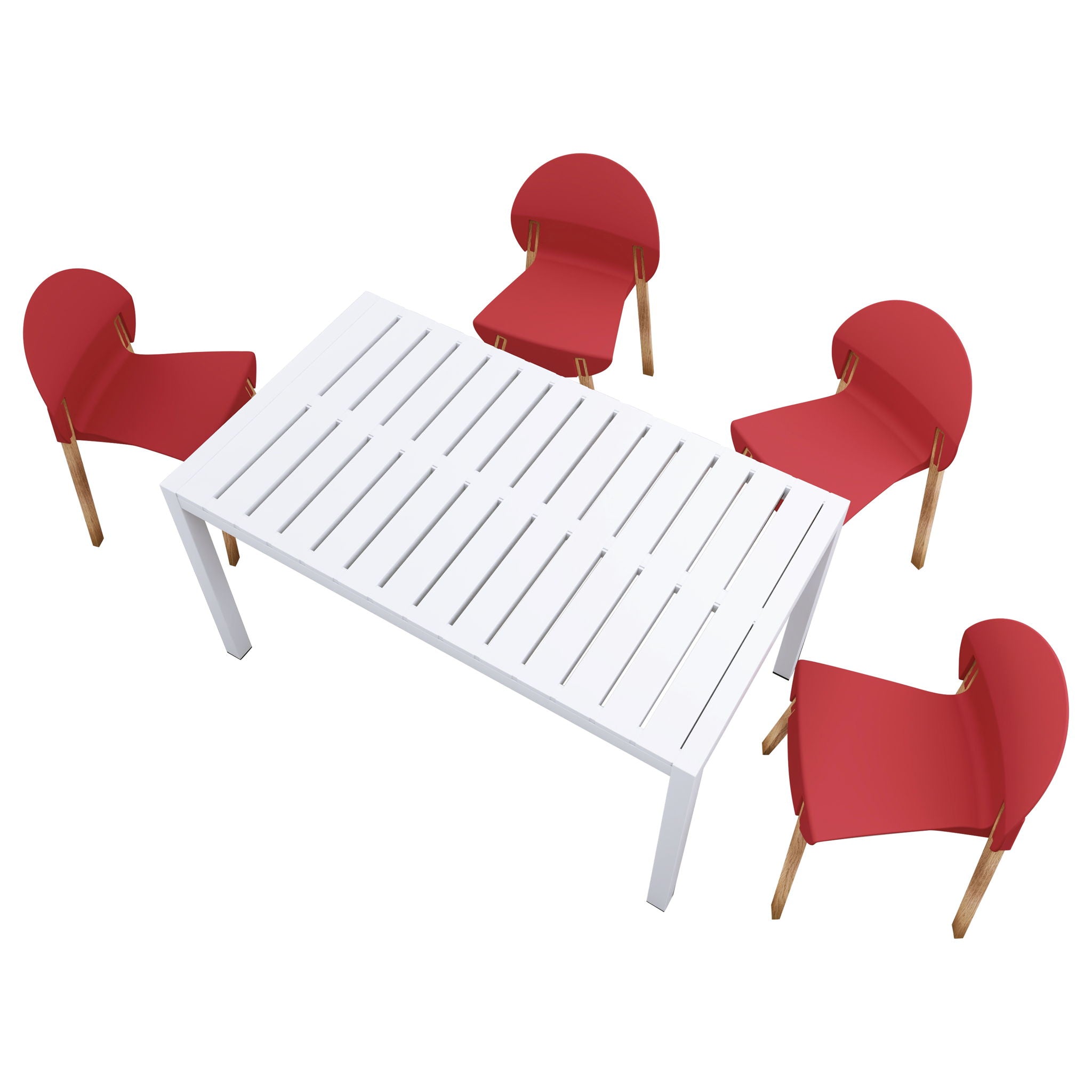 4 Piece Set Of Single Chairs With Long Table