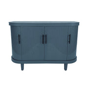 Curved Sideboard Wooden Console Table With 4 Doors And Adjustable Shelves For Living Room - Blue