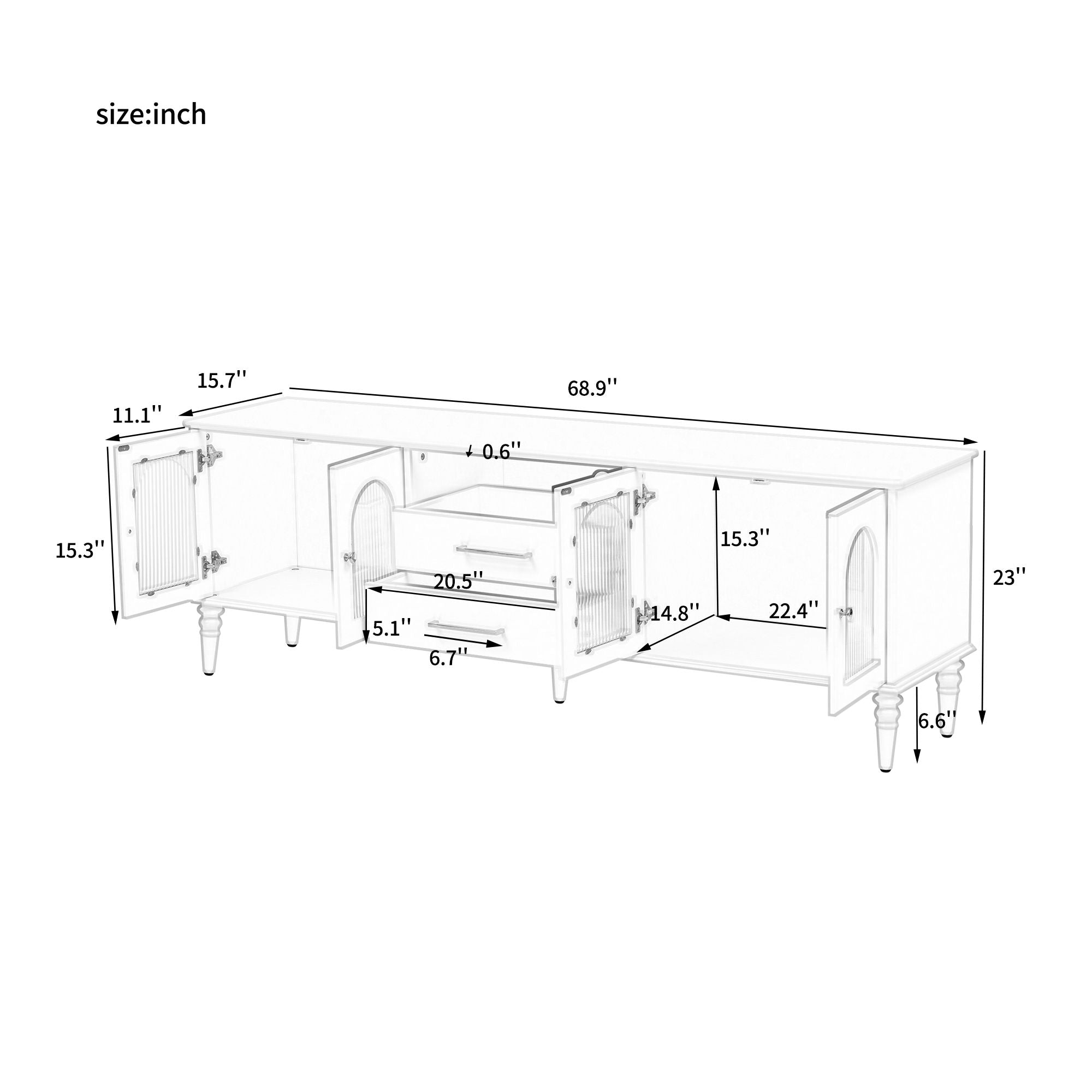TV Stand For TVs Up To 75", Entertainment Center Media Console For Living Room - Black