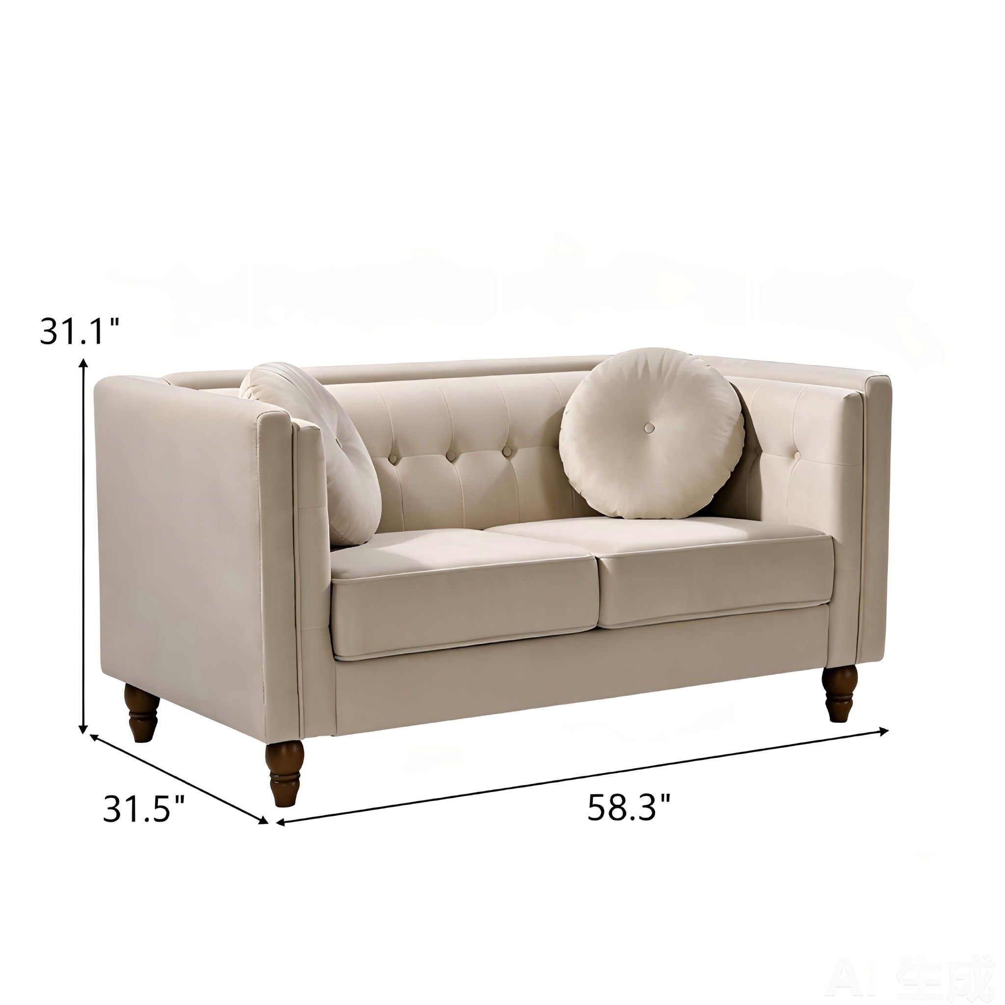 Chesterfield Loveseat 2 Seater Couch For Living Room