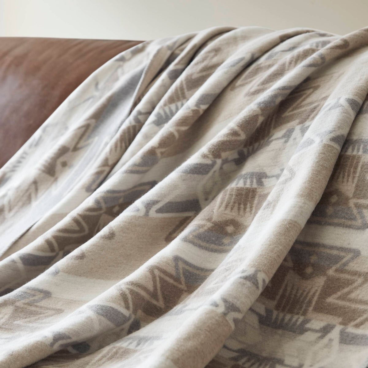 Alberta - Cotton Blend Blanket - Neutral Aztec