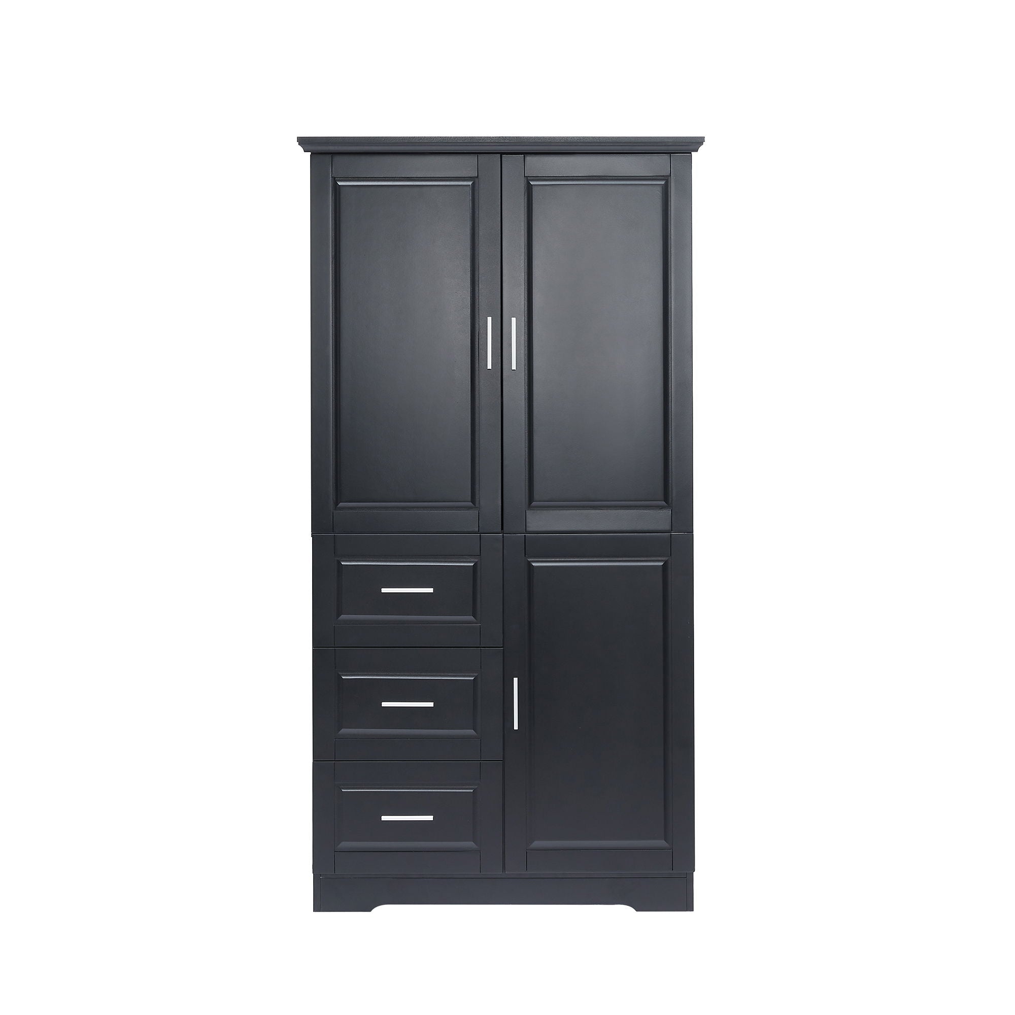 Tall Wide Storage Cabinet With Doors, 3 Drawers