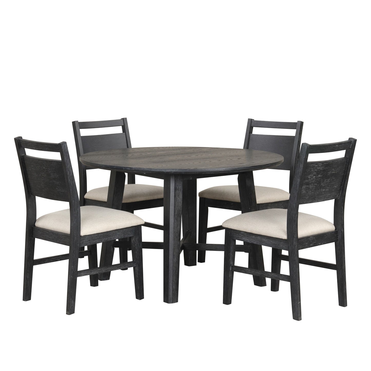 Sable Crest - 5 Piece Set (Round Dining Table & 4 Chairs) - Black