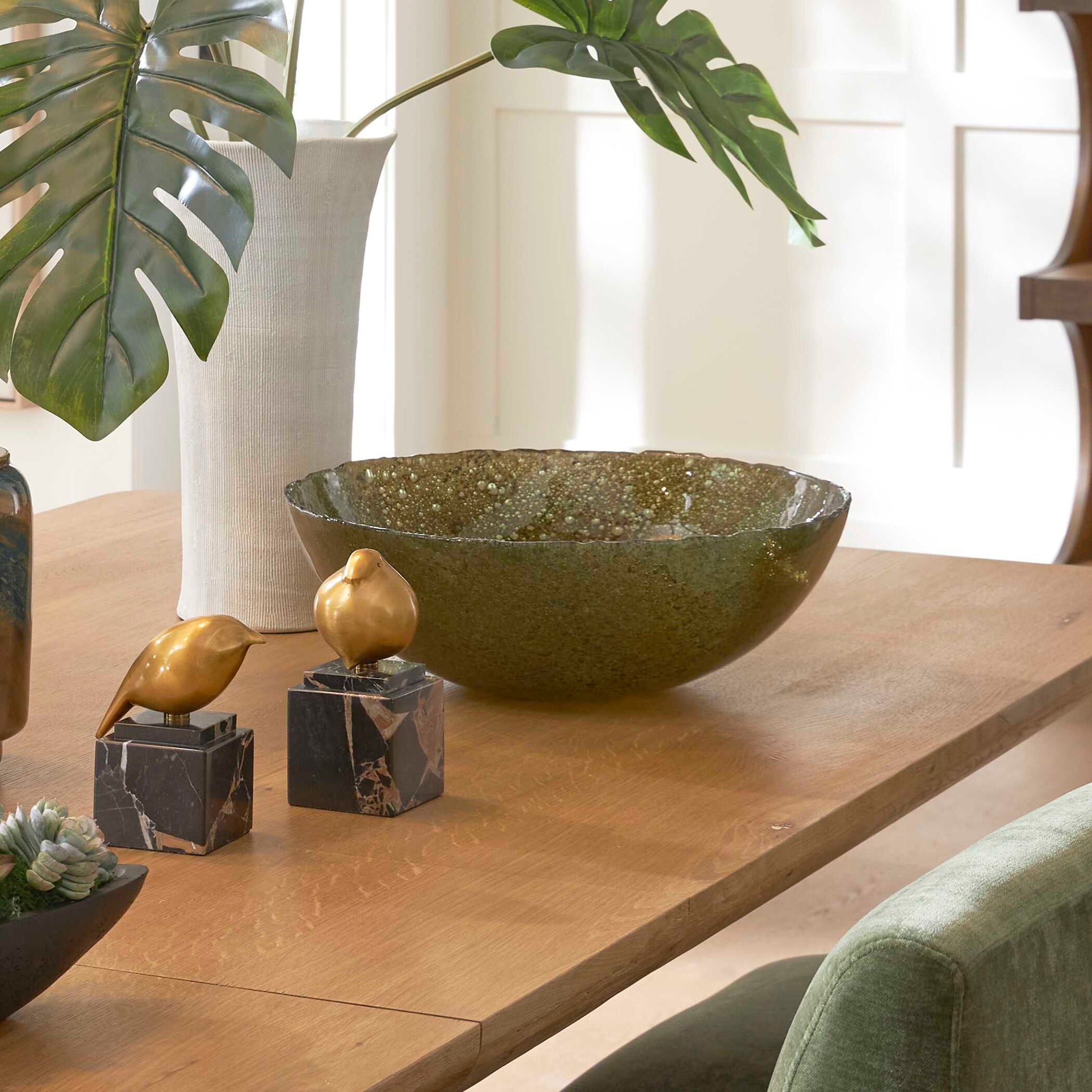 Veridian Shimmer - Earthy Glass Bowl - Green