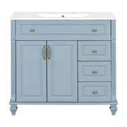 Modern Bathroom Vanity With Sink, 3 Drawers & 2 Doors