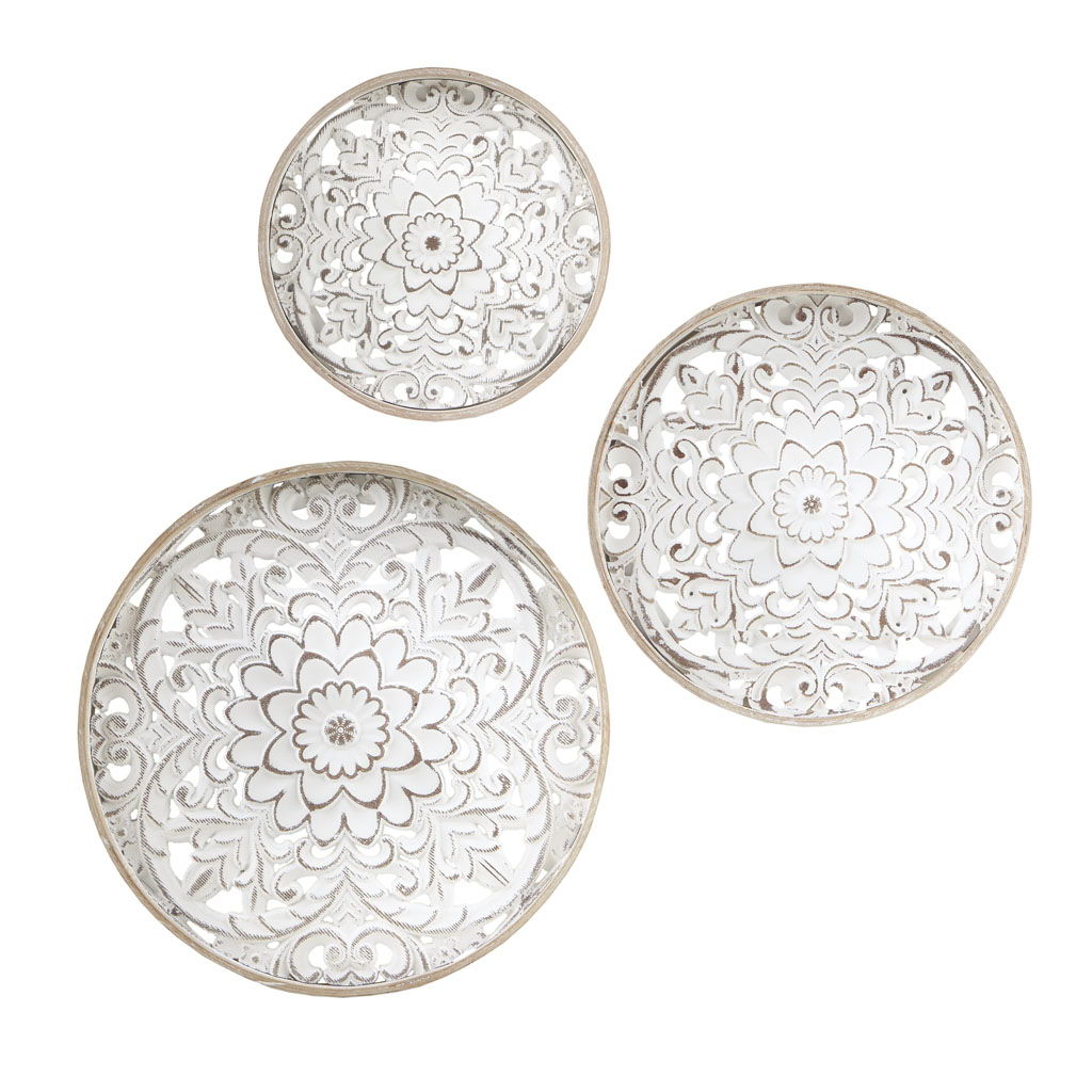 Medallion Trio - Wall Decor (Set of 3) - Natural / White