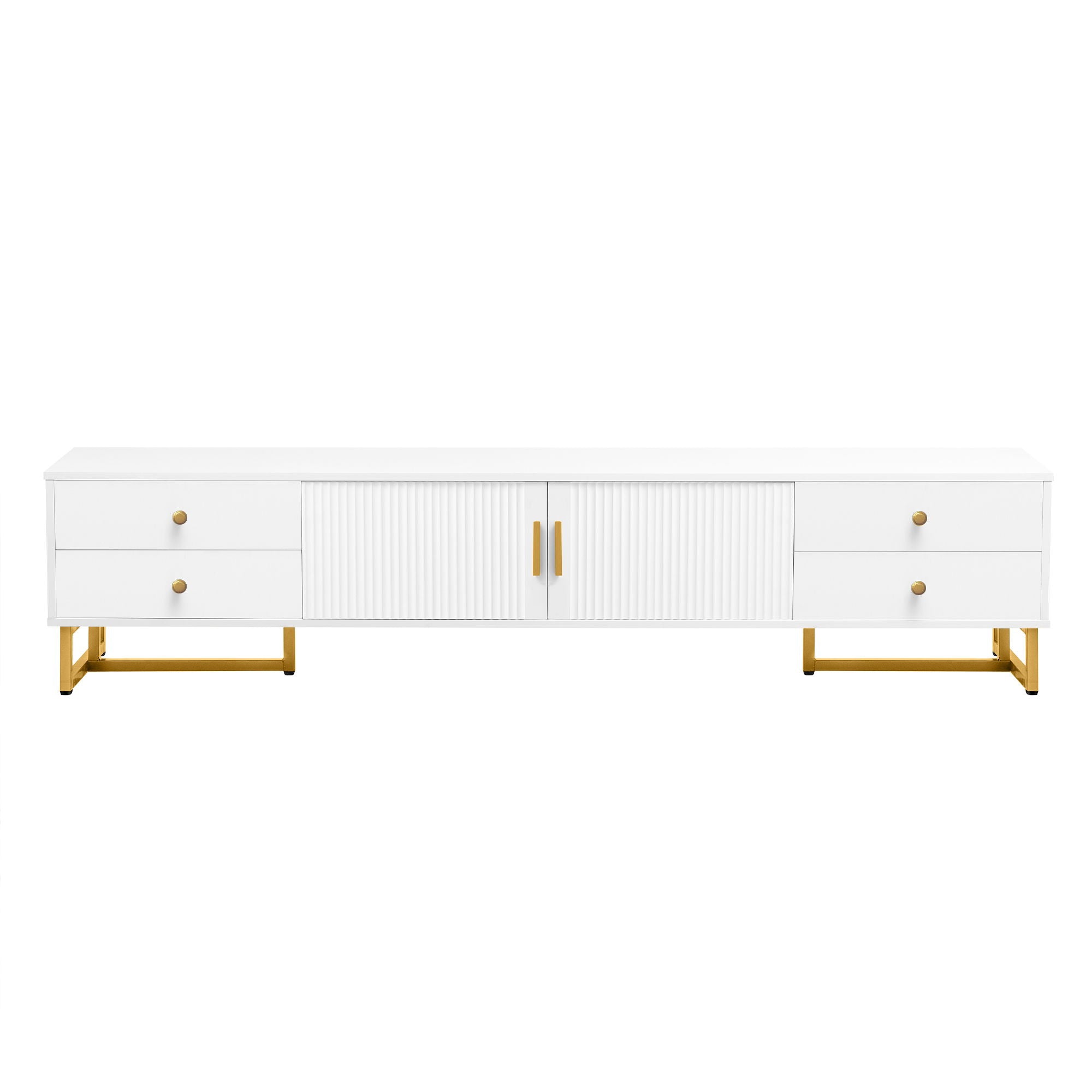TV Media Console Table, TV Stand With Storage For Living Room - White