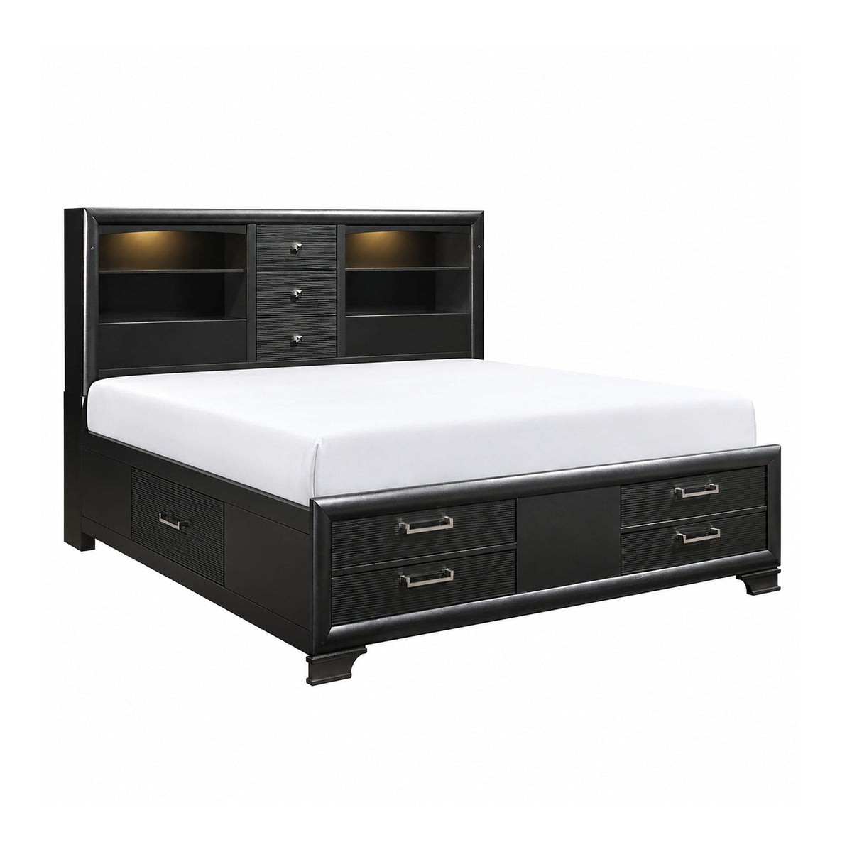 Civic - 5 Piece Storage Bedroom Set With Bookcase Headboard