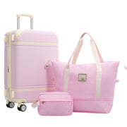 Hardshell Luggage Set With Double Spinner Wheels, Tsa Lock, Lightweight Suitcase, 24" With Bags - Light Pink